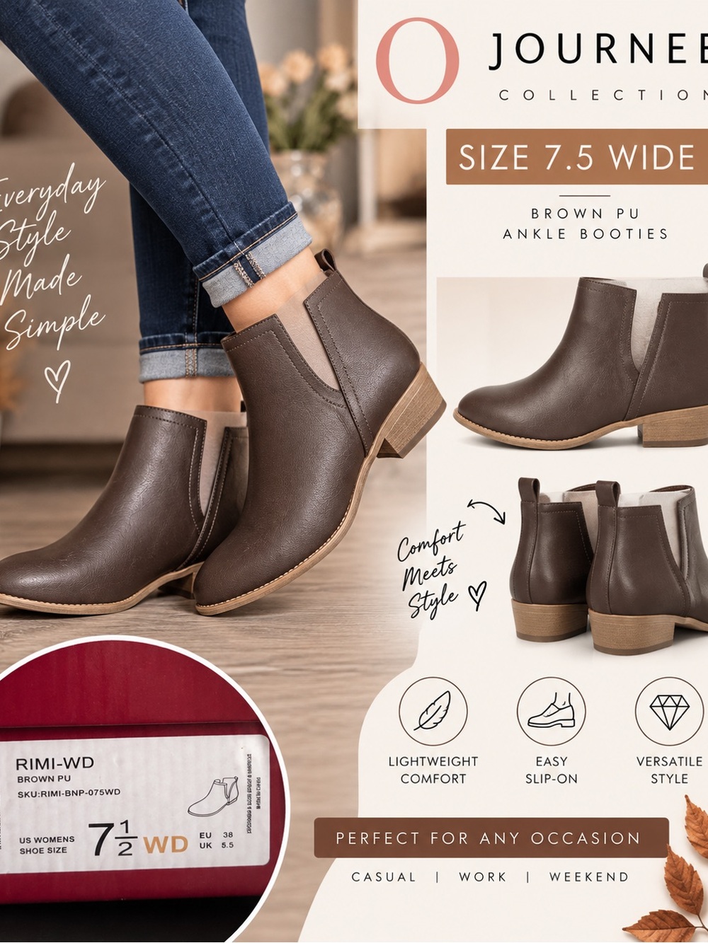 Journee Collection Brown PU Chelsea Ankle Booties